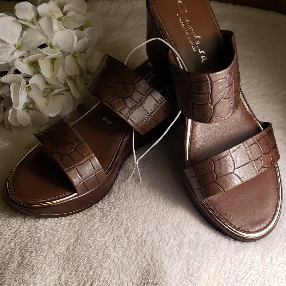 Brown Croco Contesa Wedges made in italy